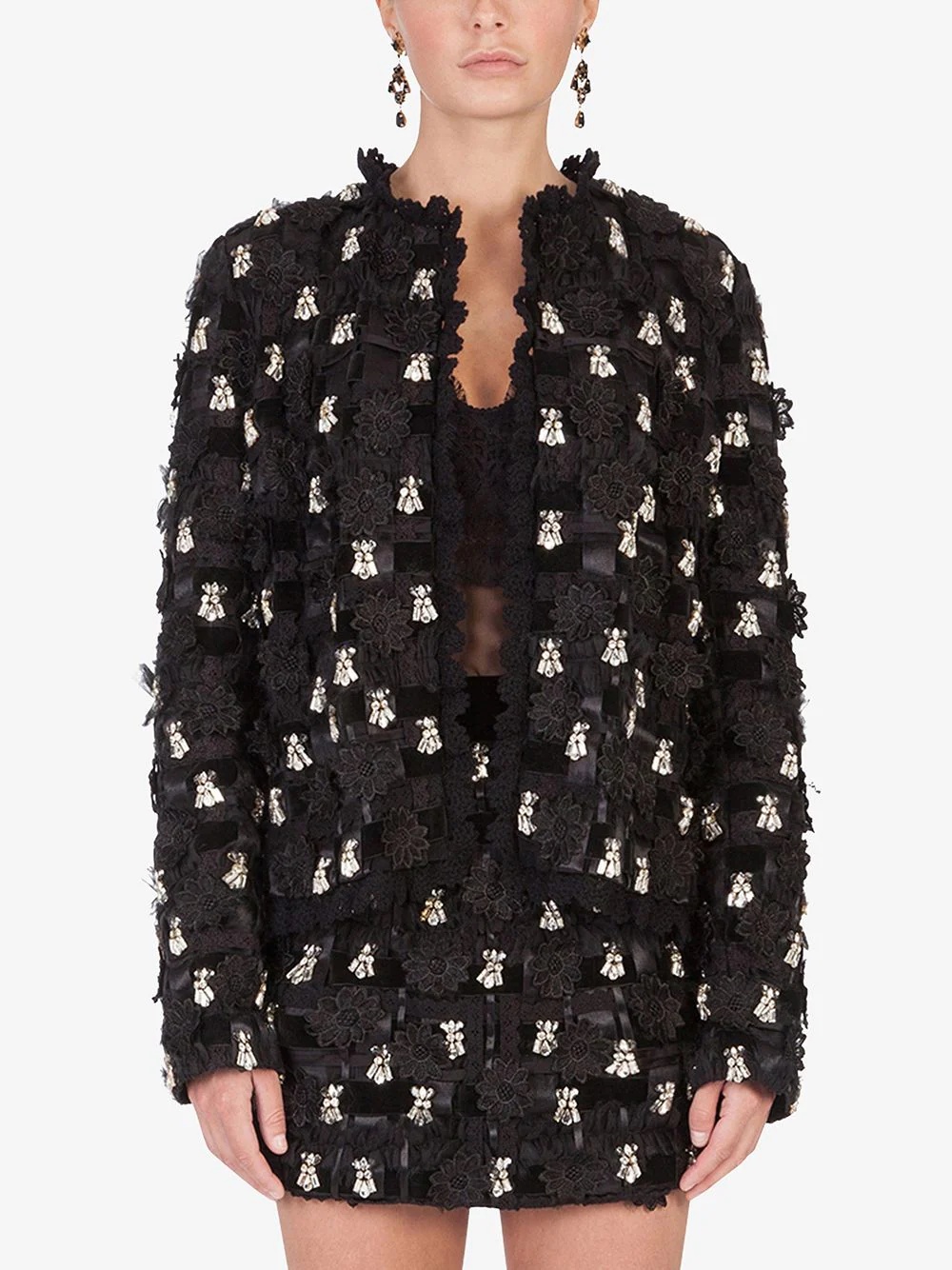 crystal-embellished woven jacket - 3