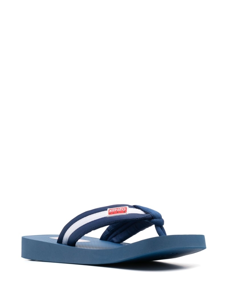 logo-patch striped flip flops - 2