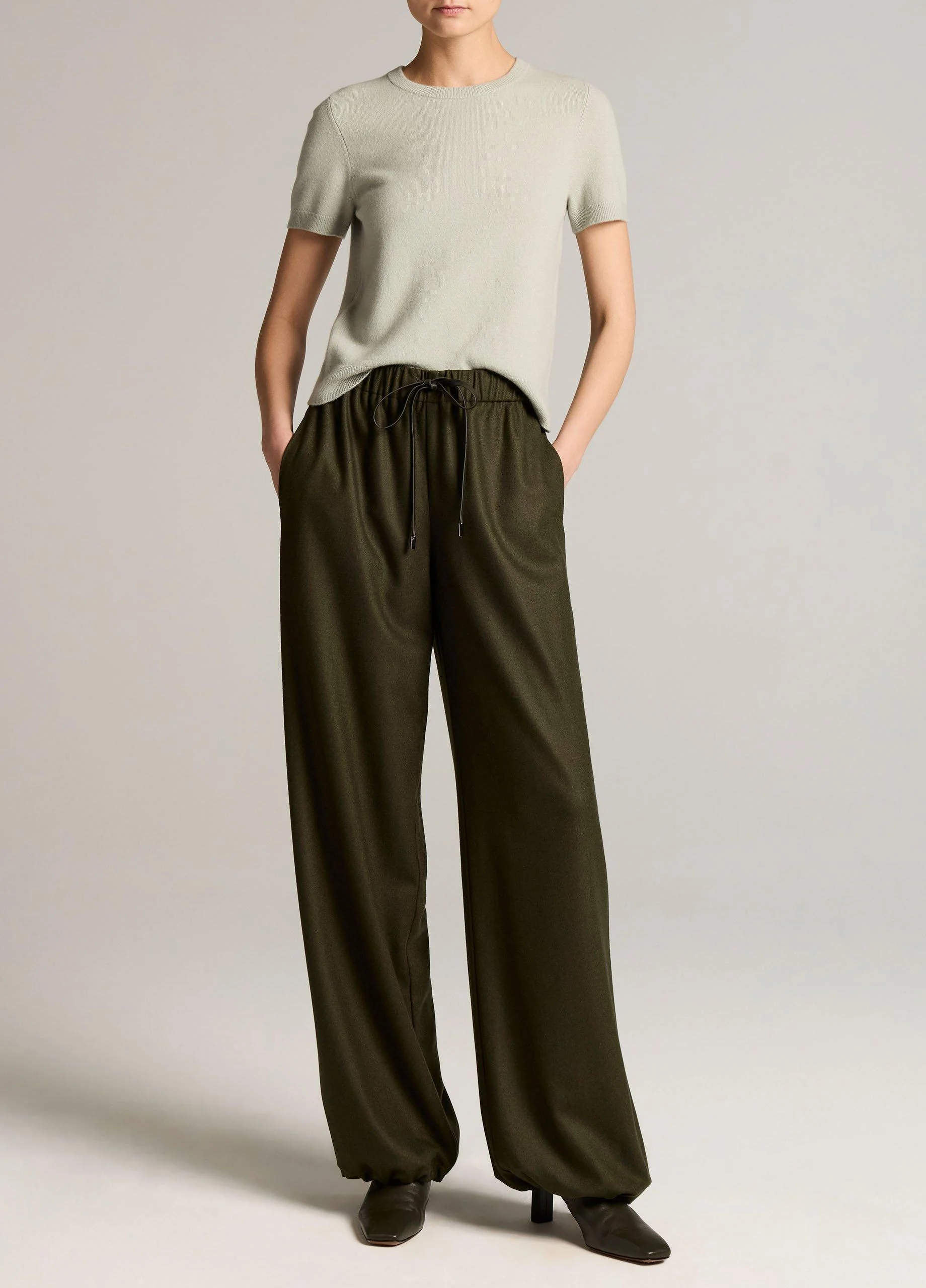 Italian Wool-Blend Flannel Drawstring Pant - 1