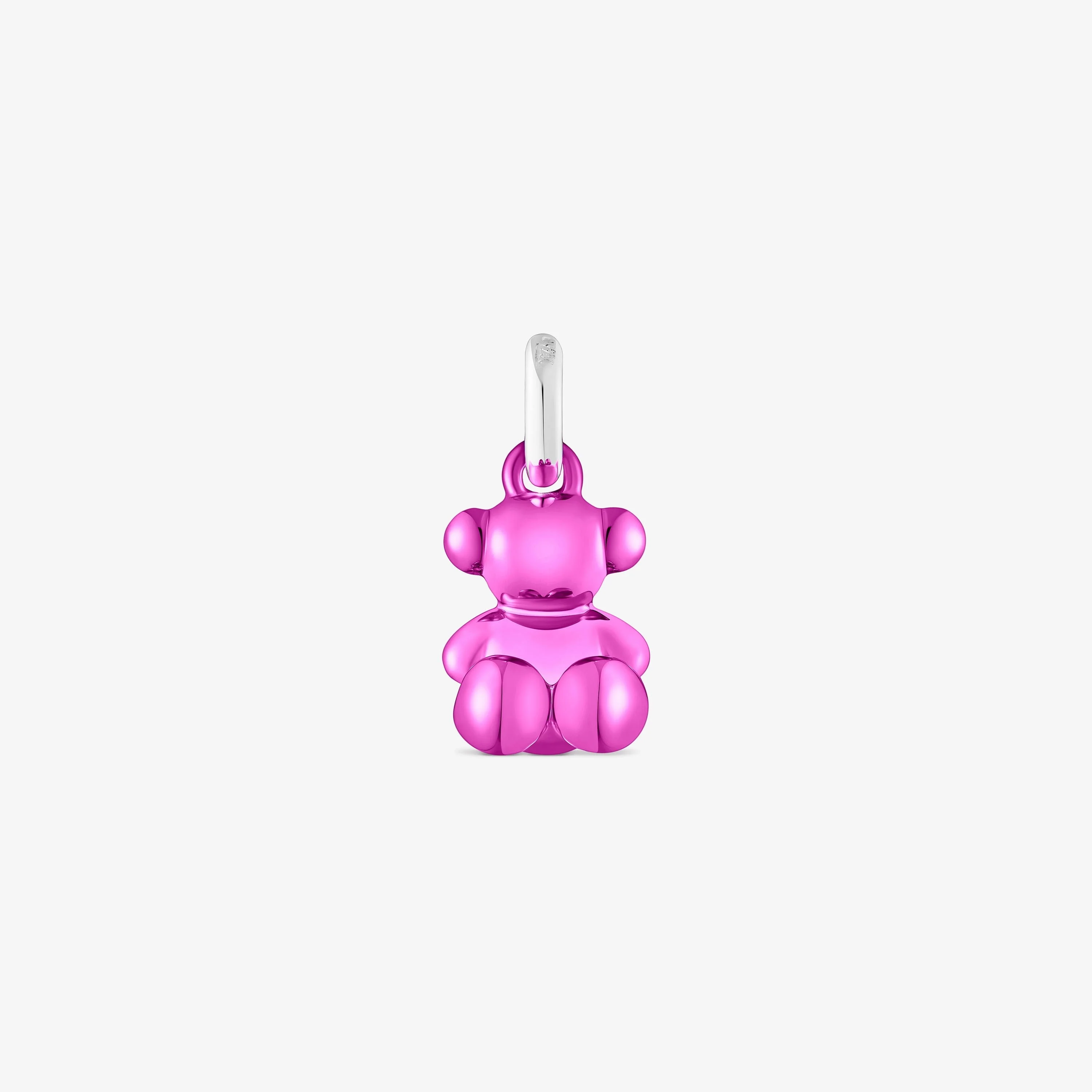 Small Bold Bear pink steel bear Pendant - 1