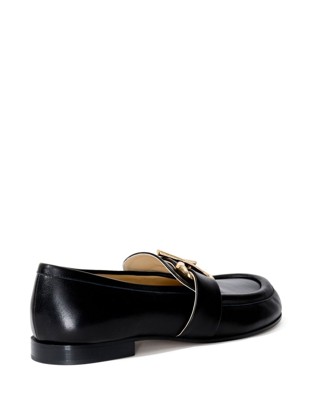 monogram-plaque embossed-leather loafers - 3