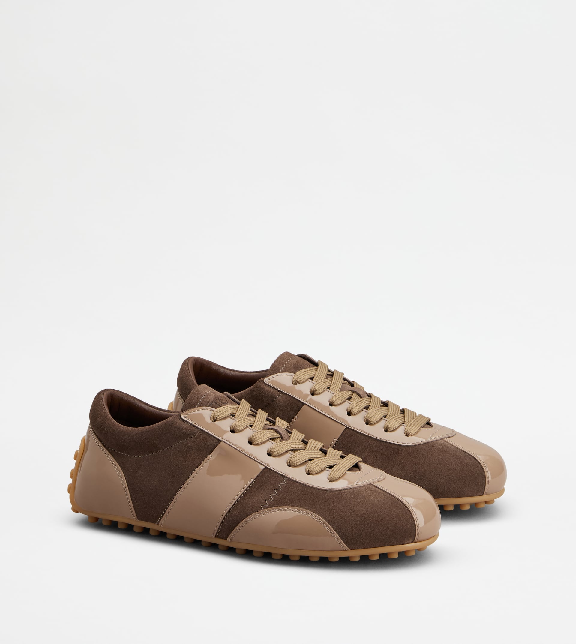 TOD'S T-MARATHON SNEAKERS IN PATENT LEATHER - BROWN, BEIGE - 2