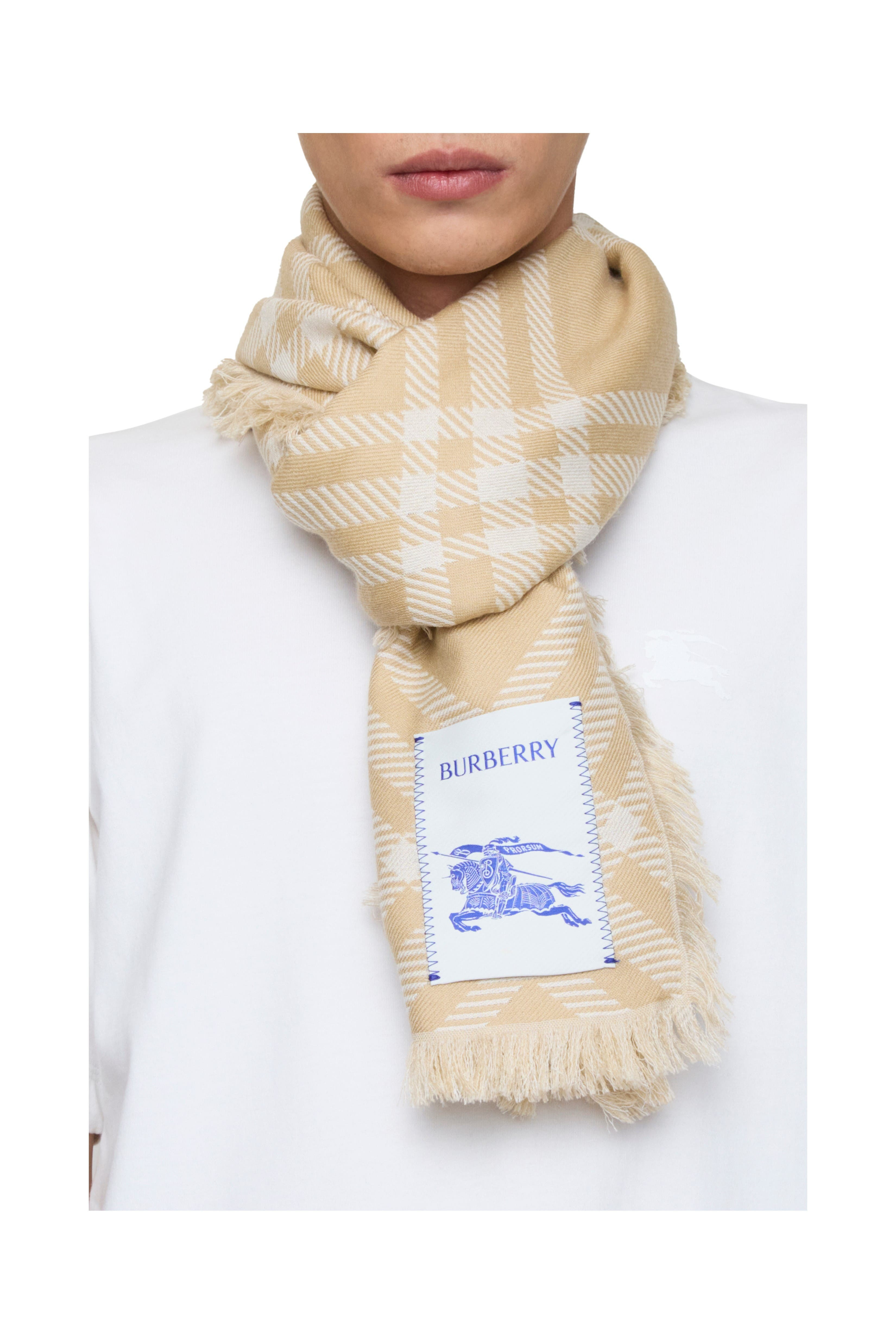 burberry Wide Check Wool Silk Scarf in Sand/ecru at Nordstrom - 5