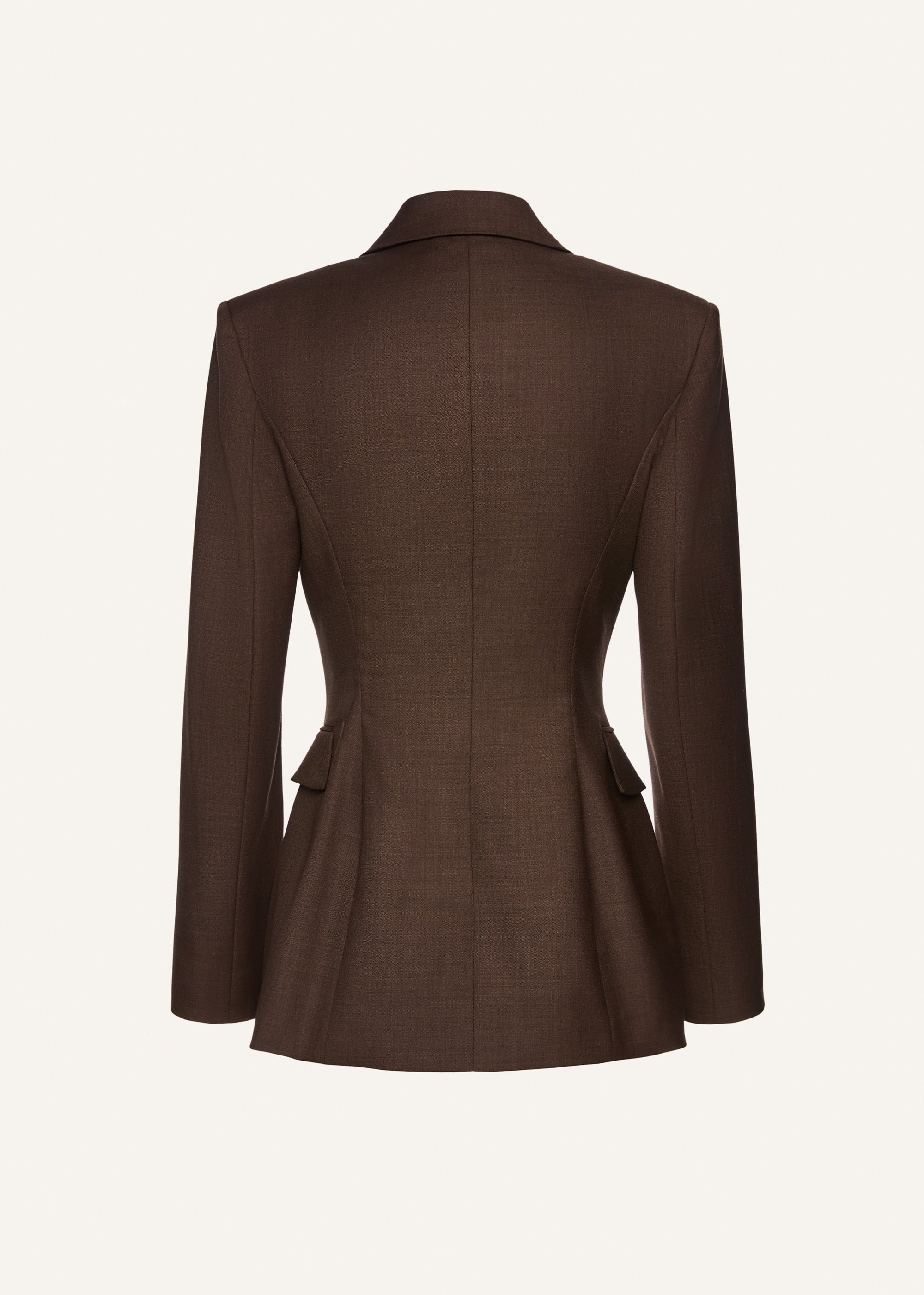 Wool hourglass blazer in brown - 2