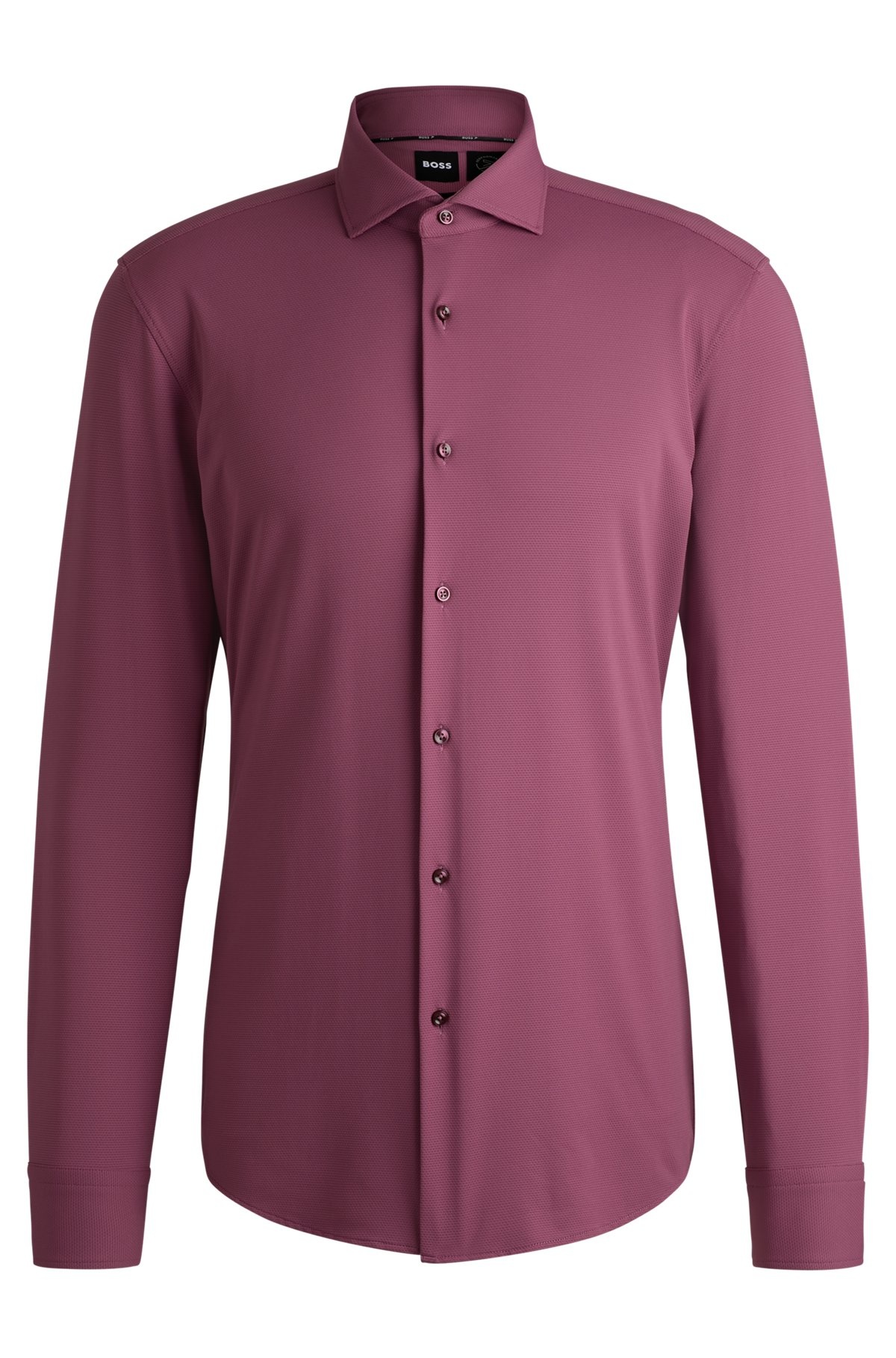SLIM-FIT SHIRT IN STRUCTURED PERFORMANCE-STRETCH JERSEY - 1