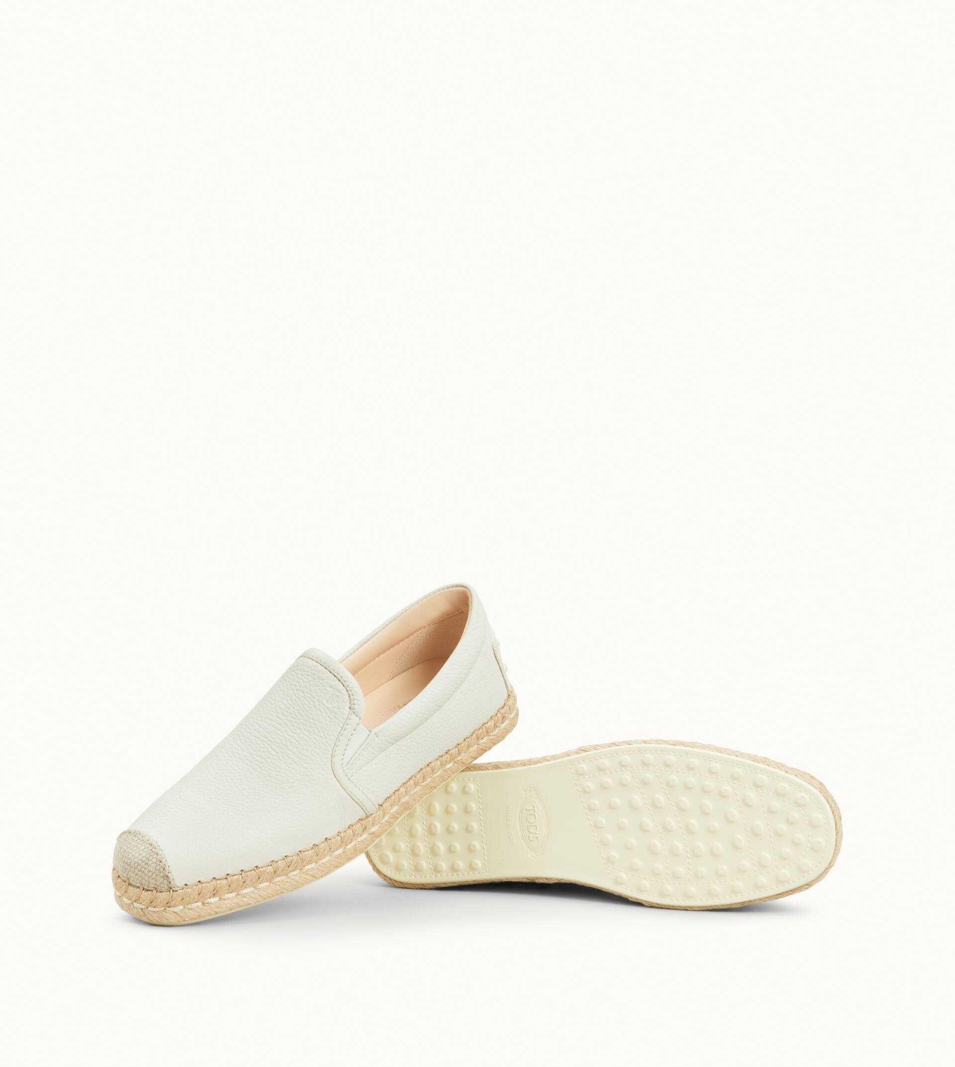 SLIP-ONS IN LEATHER - OFF WHITE, BEIGE - 5