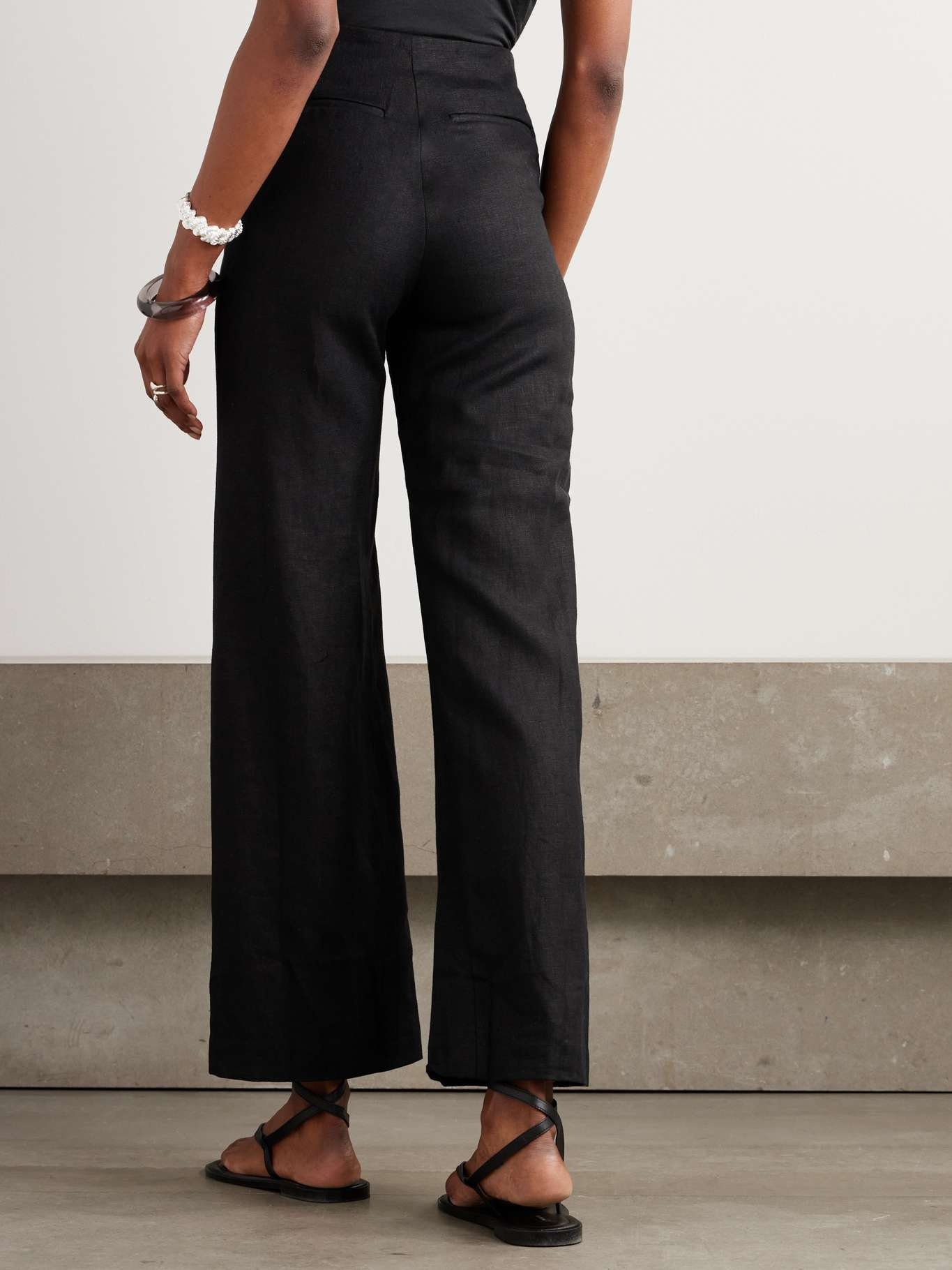Lya linen wide-leg pants Black - 4