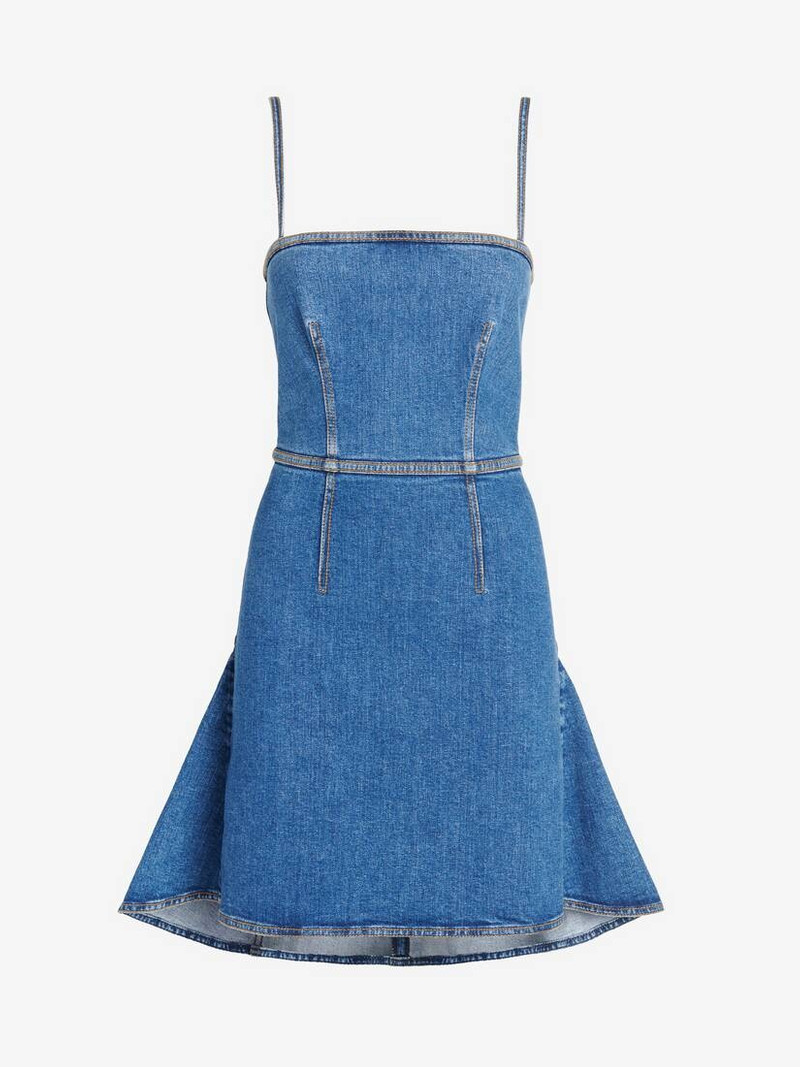 Women's Kickback Denim Mini Dress in Stone Washed - 1
