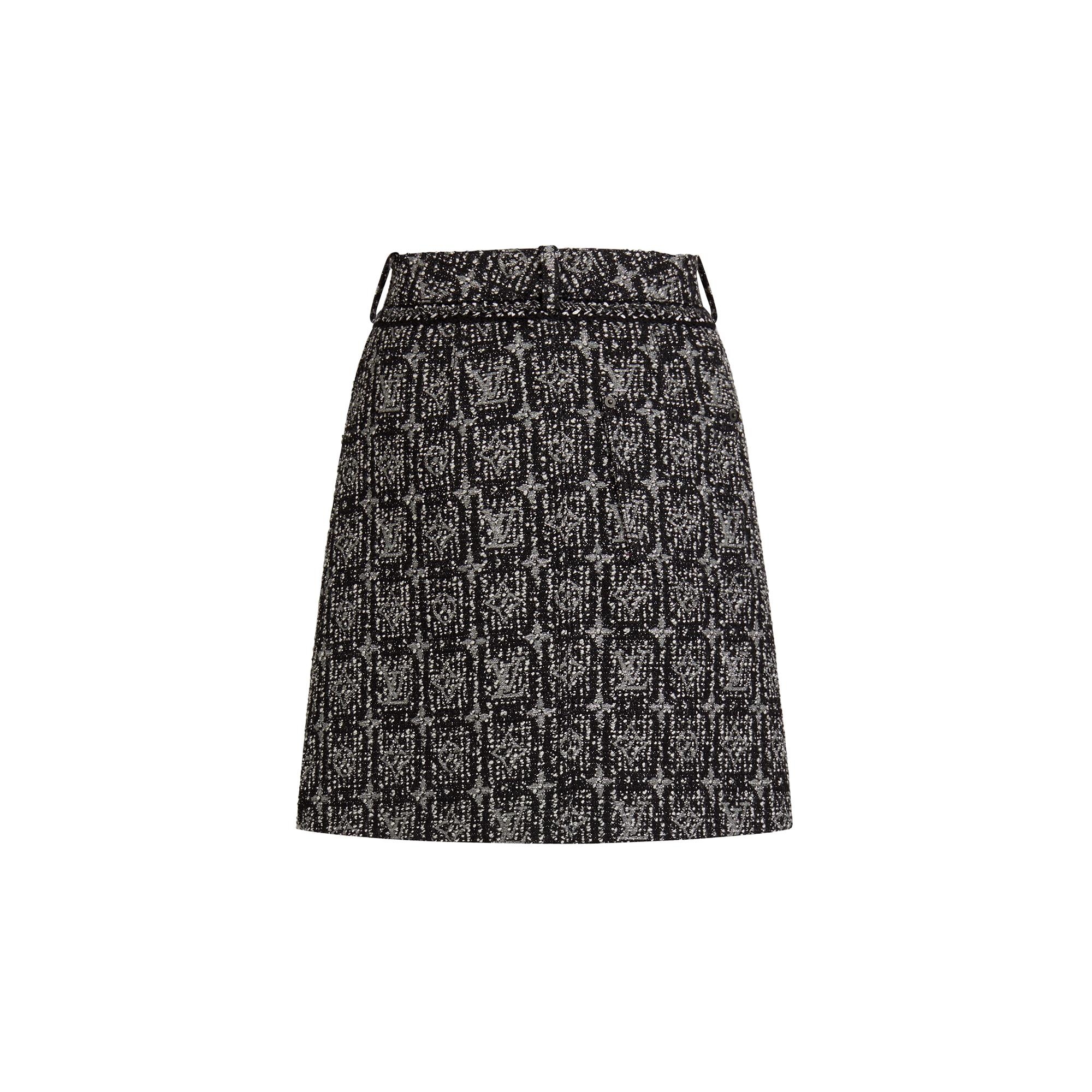 Metallic Lurex Monogram Tweed A-Line Skirt  - 3