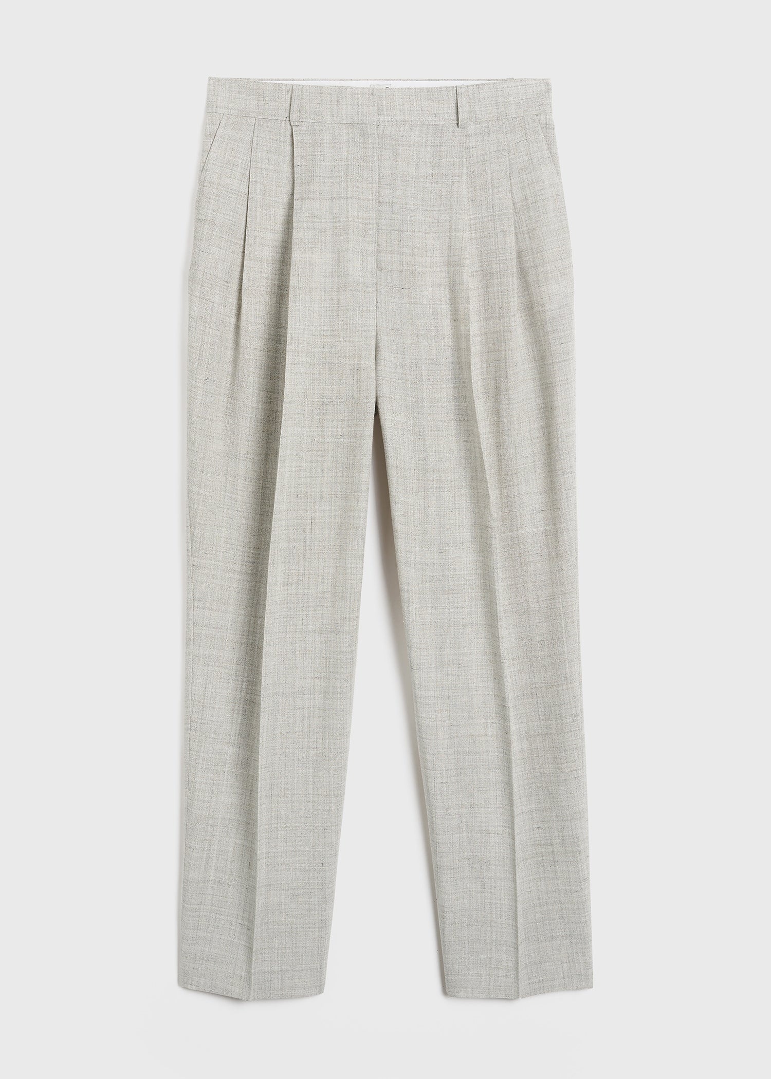 Double-pleated tailored trousers oat melange - 1