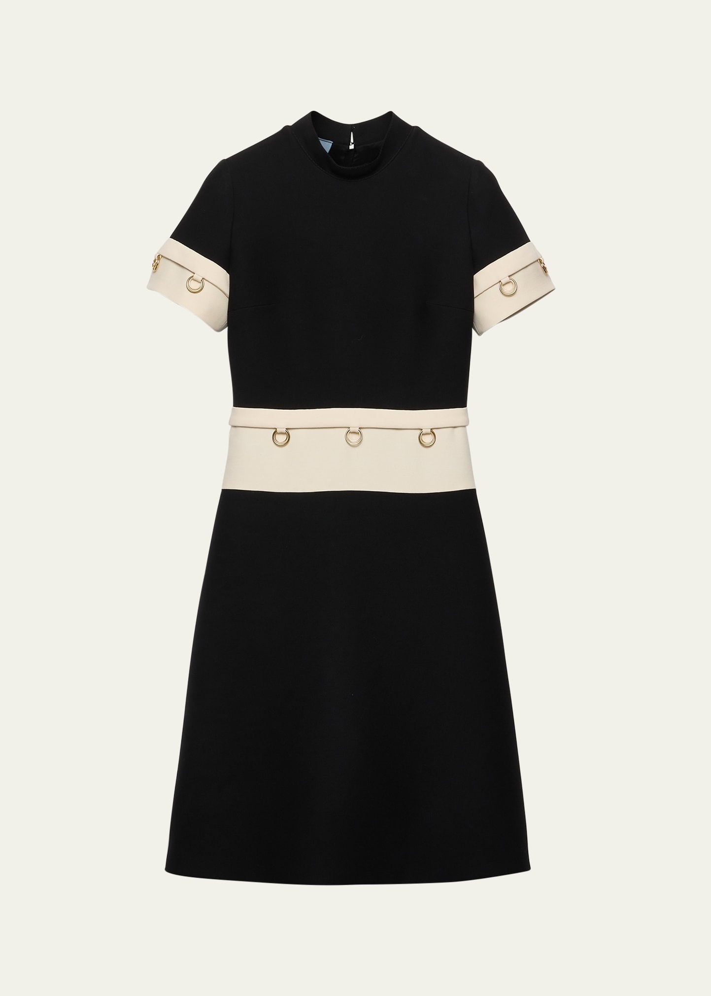Metal Ring Tricotine Wool Midi Dress - 1