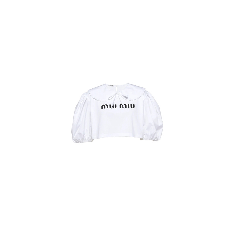 Cropped blouse with printed logo - 1