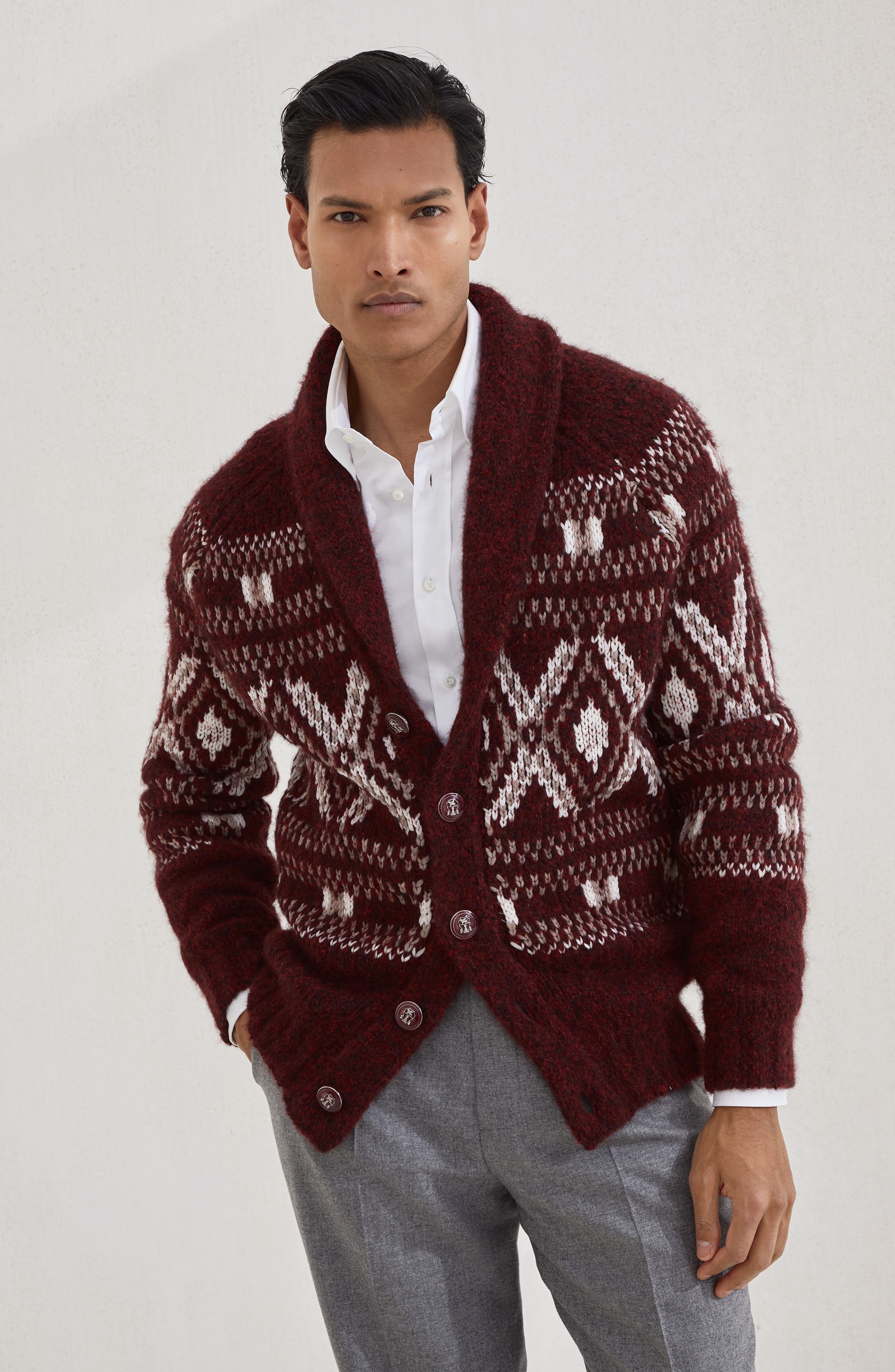 Brunello Cucinelli Cardigan with metal buttons in Amaranth at Nordstrom - 2
