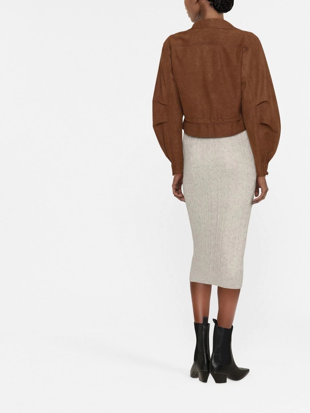 cable-knit fitted pencil skirt - 4