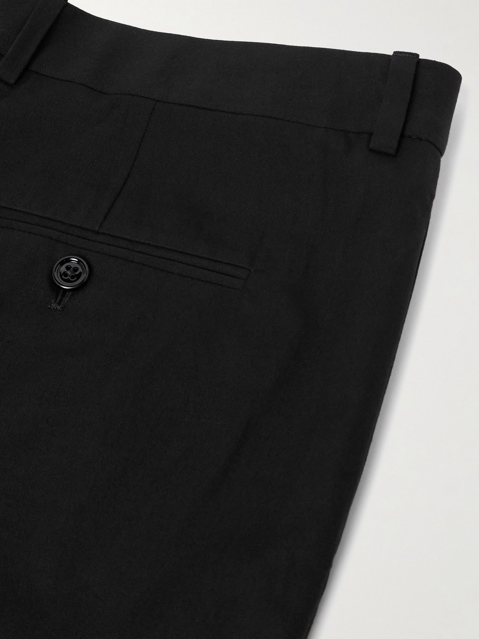 Straight-Leg Pleated Cotton-Twill Trousers Black - 5