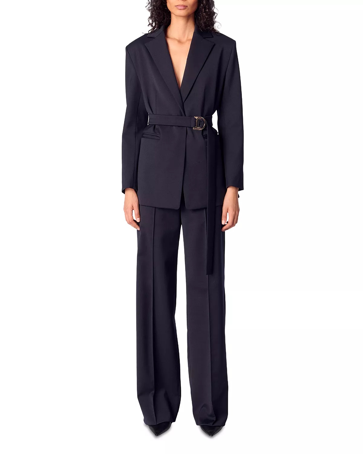 Villeplisse Belted Satin Lapel Blazer - 9