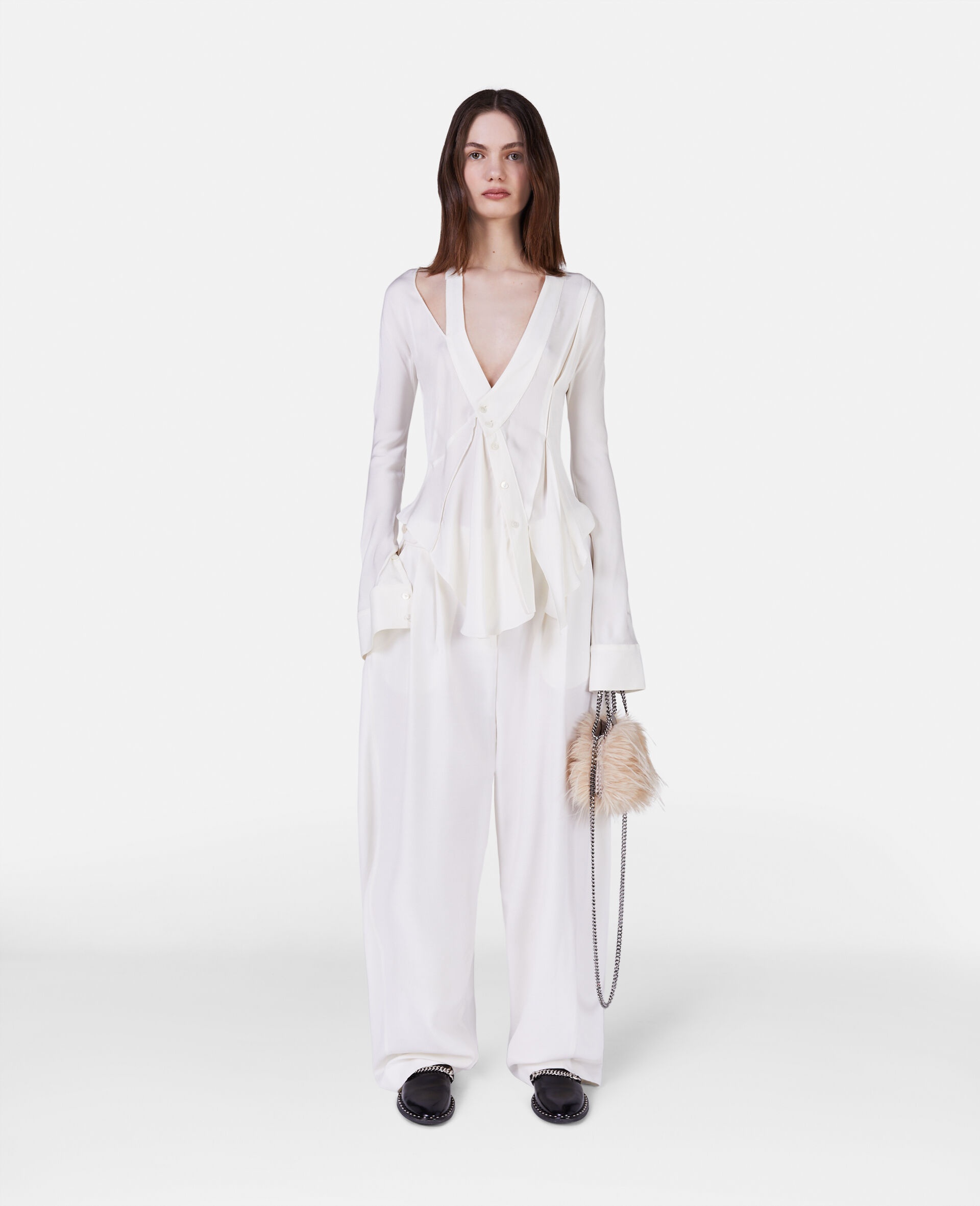 Asymmetric Seam Cut-Out Shirt - 2