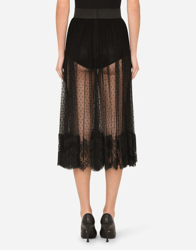 Dolce & Gabbana Pleated calf-length skirt in chantilly lace and plumetis outlook