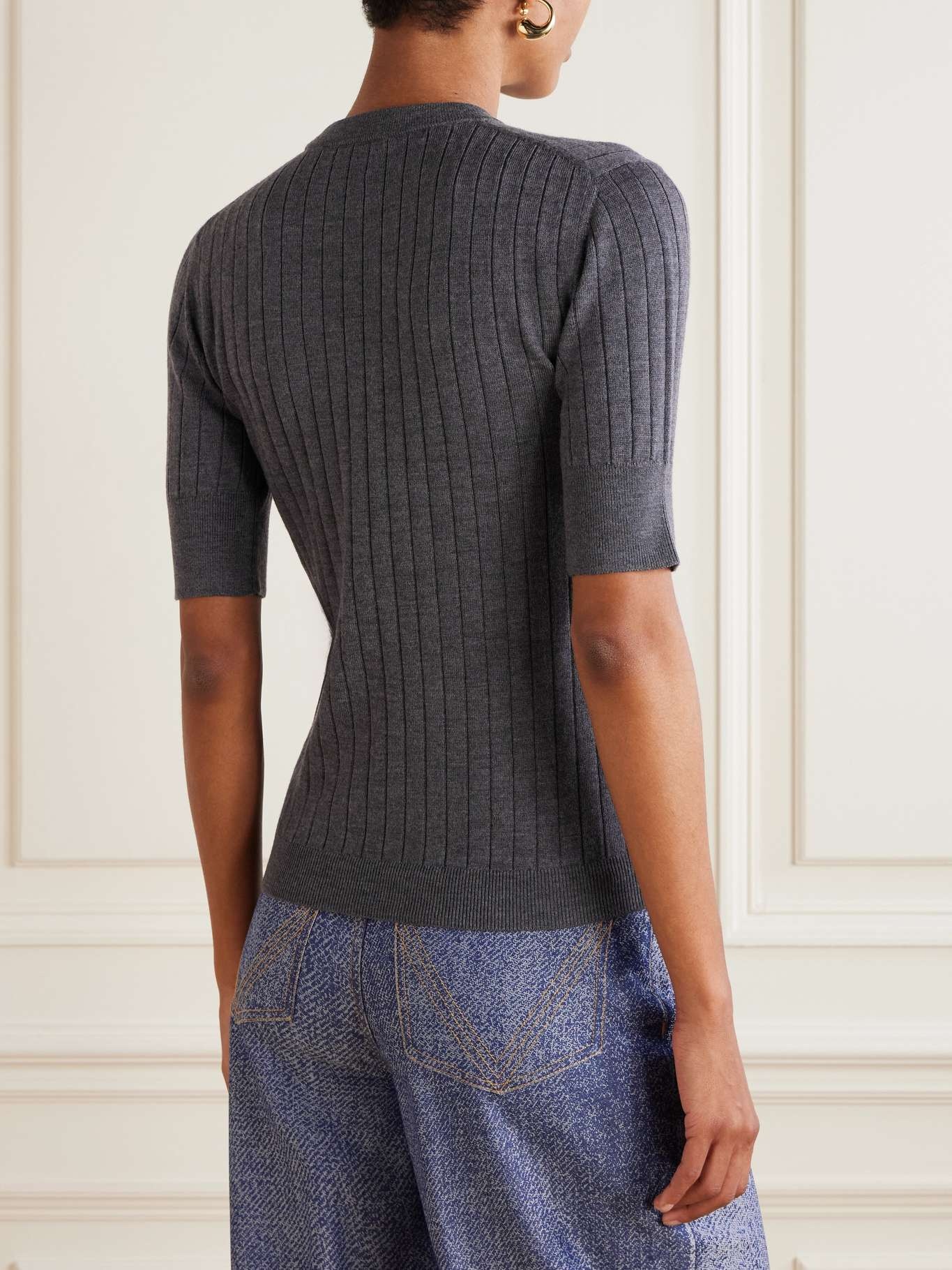 Ribbed wool T-shirt Gray - 3