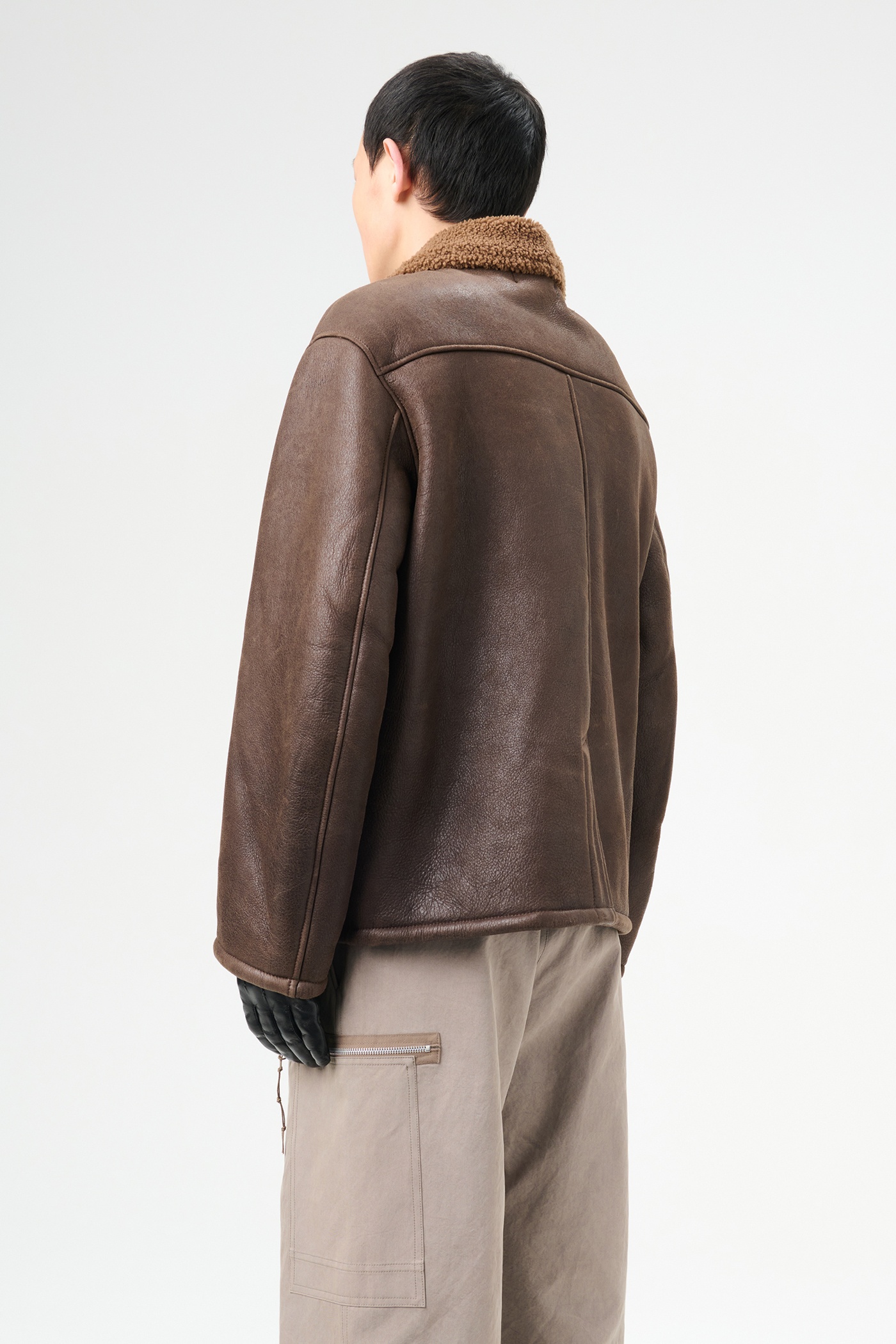 Alaska Jacket Rustic Grain Brown Shearling - 5