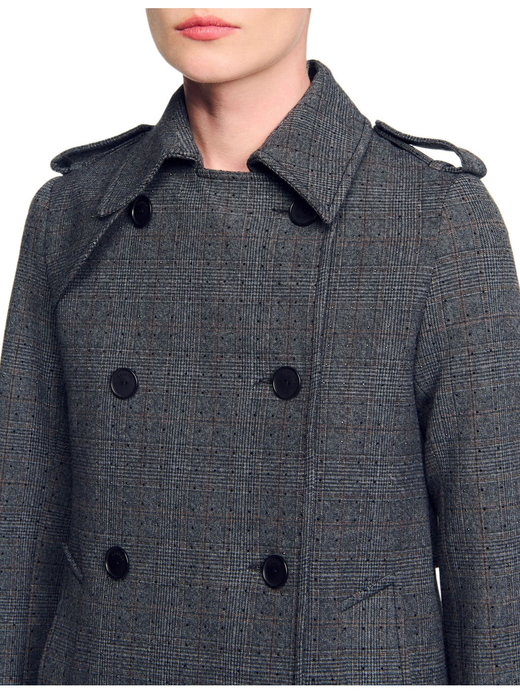 Rhinestone-Embellished Button-Down Stretch-Woven Trench - 5