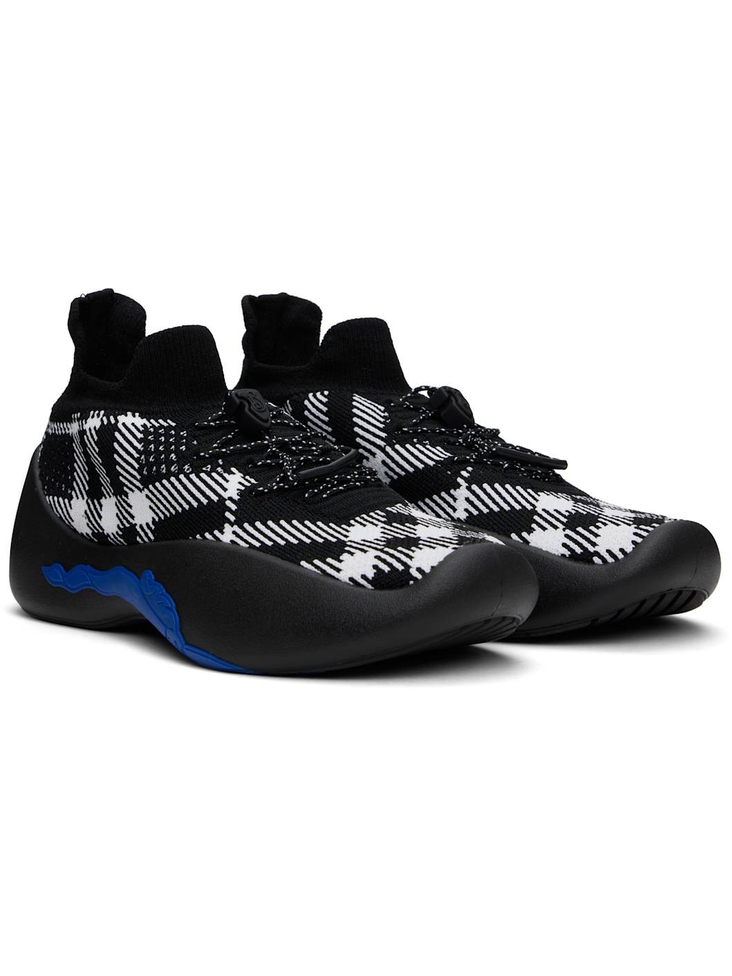 Black & White Check Knit Neptune Sneakers - 4