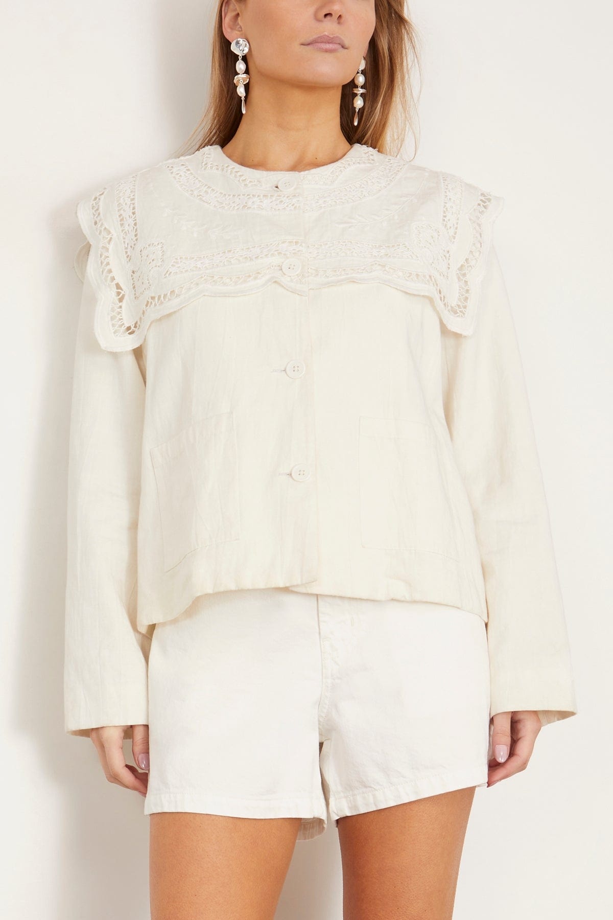 Marie Embroidery Jacket in White - 3
