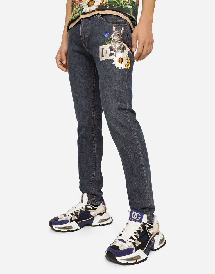 Slim-fit stretch denim jeans with DG patch - 3