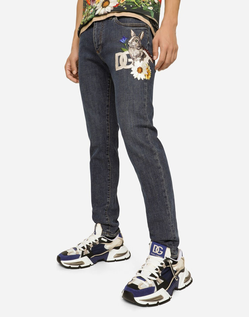 Slim-fit stretch denim jeans with DG patch 3