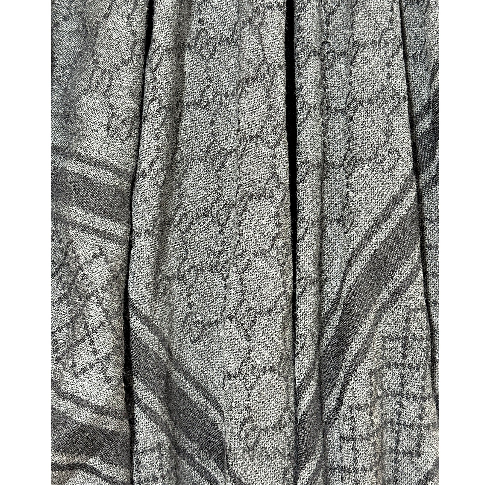 Gucci Survie Fox Shawl Scarf - GG Black Charcoal - 4
