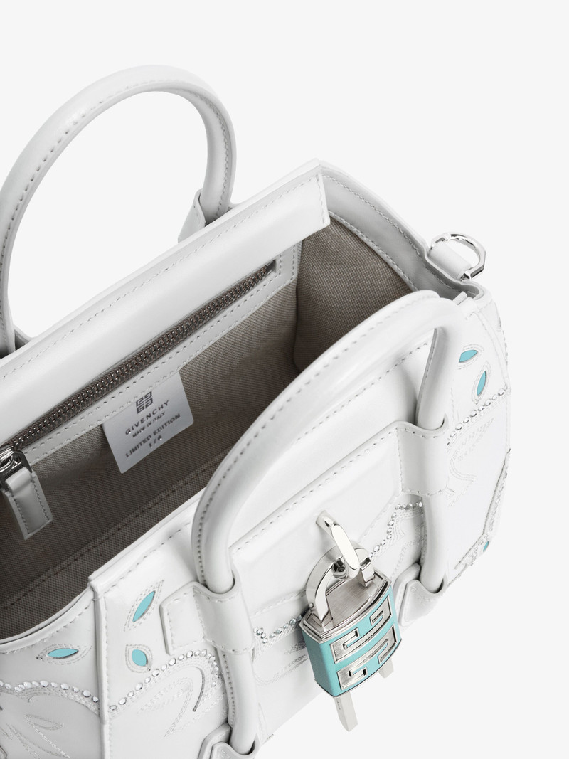 MINI ANTIGONA LOCK COWBOY BAG IN LEATHER WITH STRASS 5