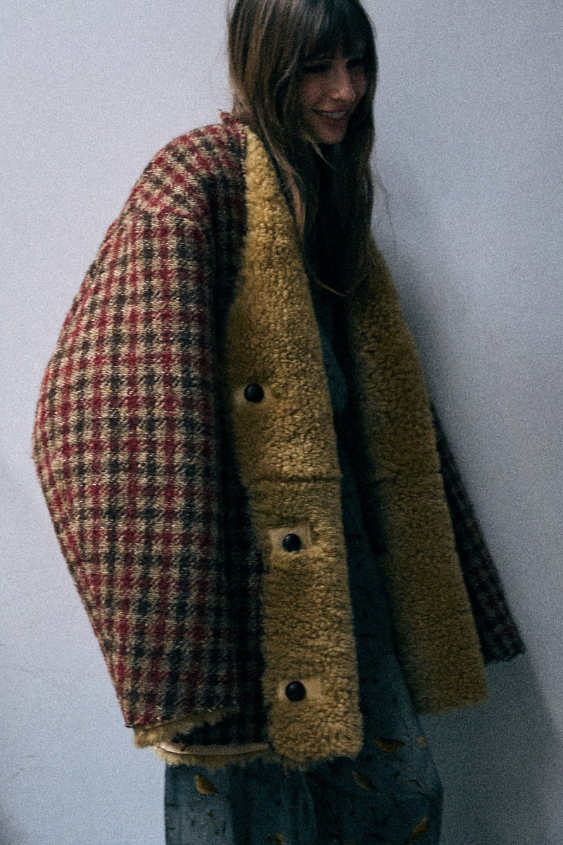 Reversible Oversized Raw Edge Woven Cardigan Jacket 1