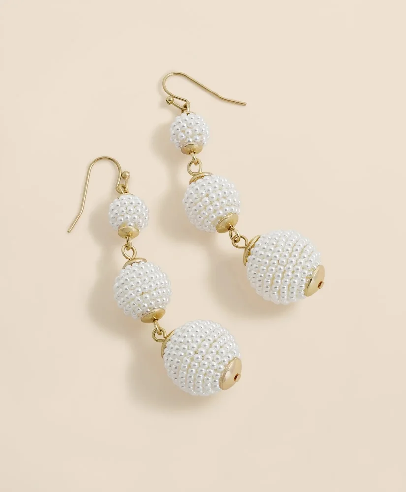 Faux-Pearl Sphere Linear Earrings - 1