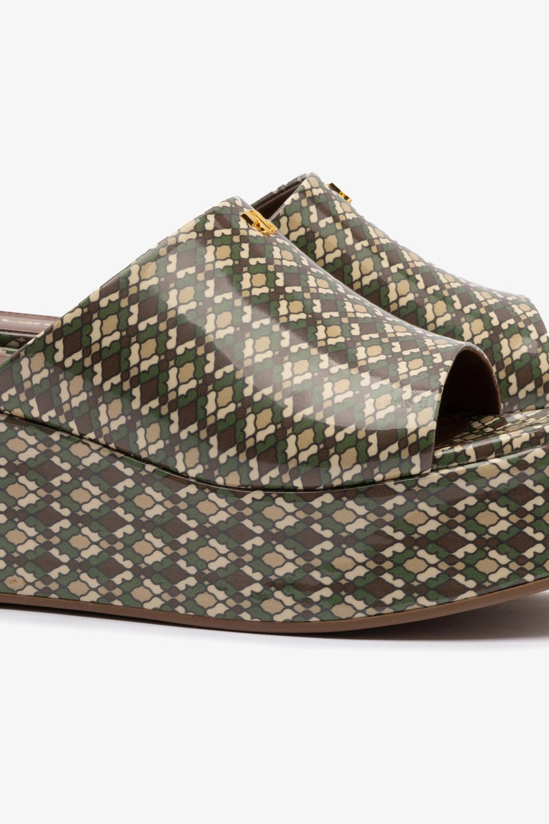 Charli Mule In Seaweed Vichy Patent Leather 4