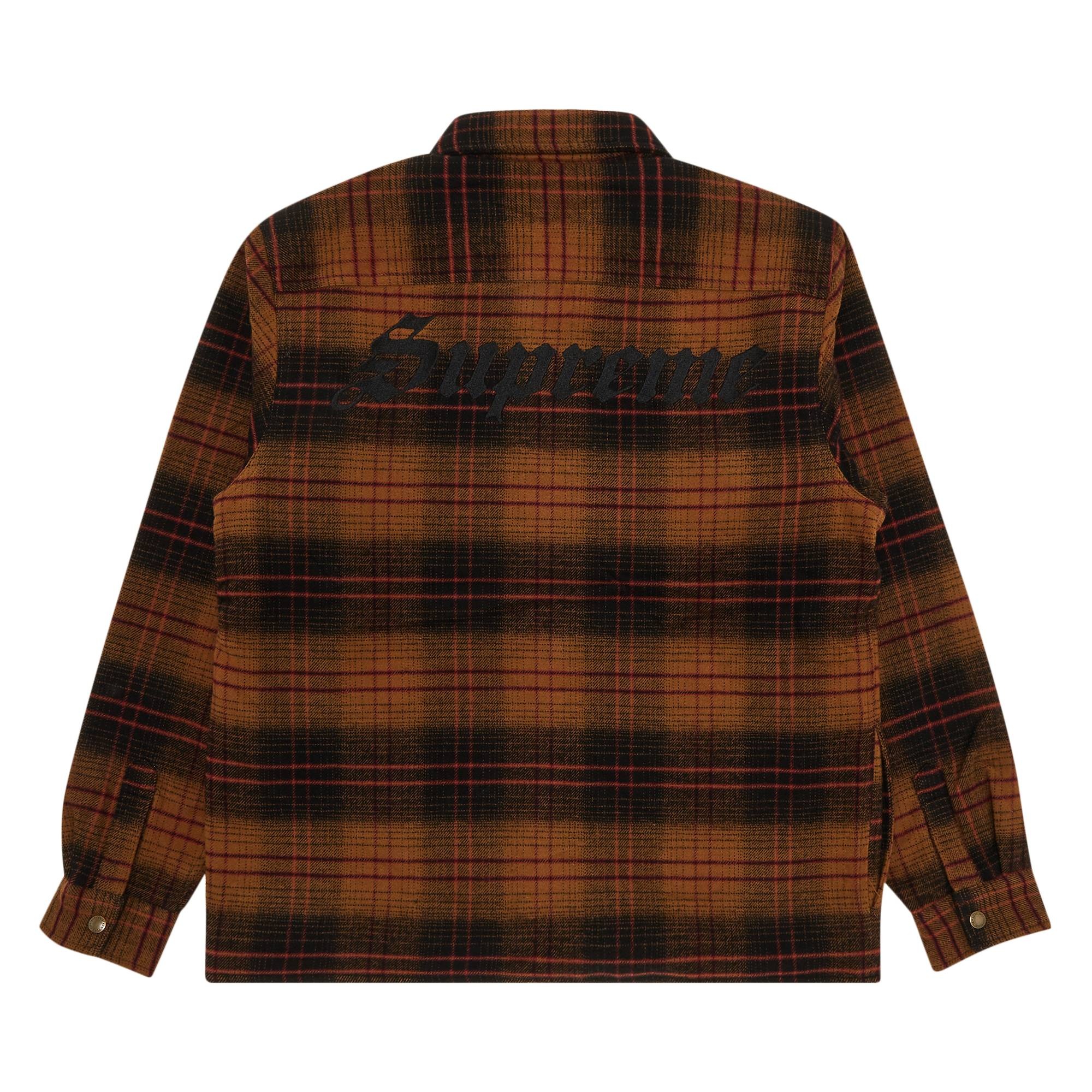 ボックスロゴステッカー付きS 黒 茶 Supreme Lined Flannel Snap Shirt