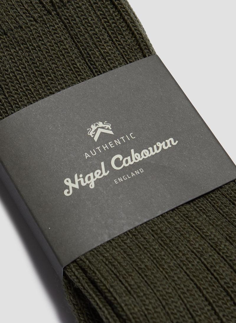 Wool Cushion Sole Crew Sock in Olive 4