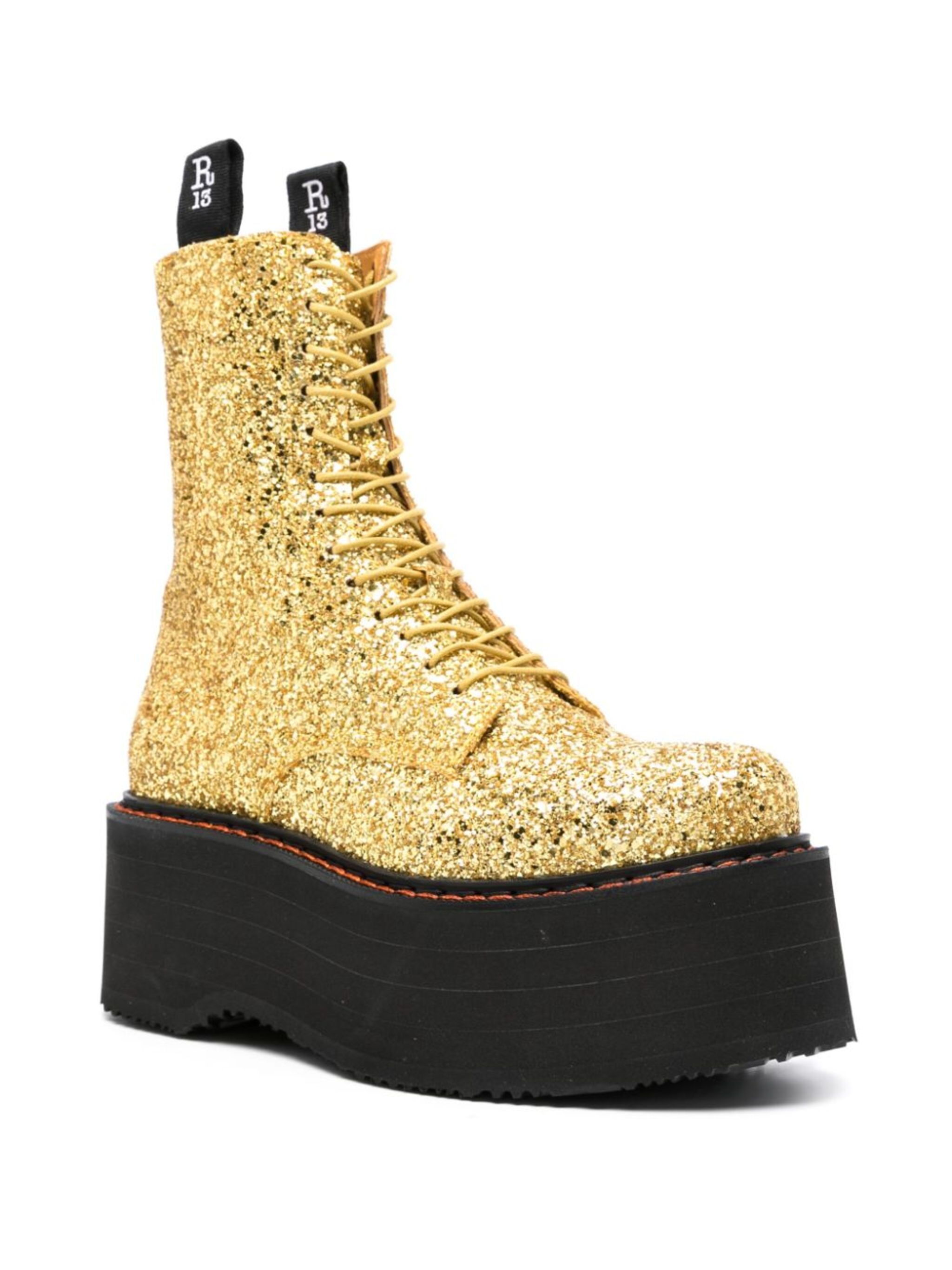 glittered platform combat boots - 2
