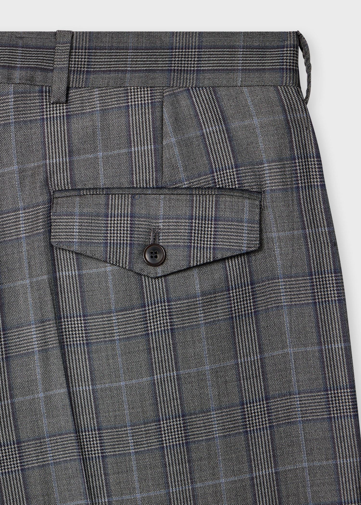 Straight-Fit Grey Wool Check Trousers - 2