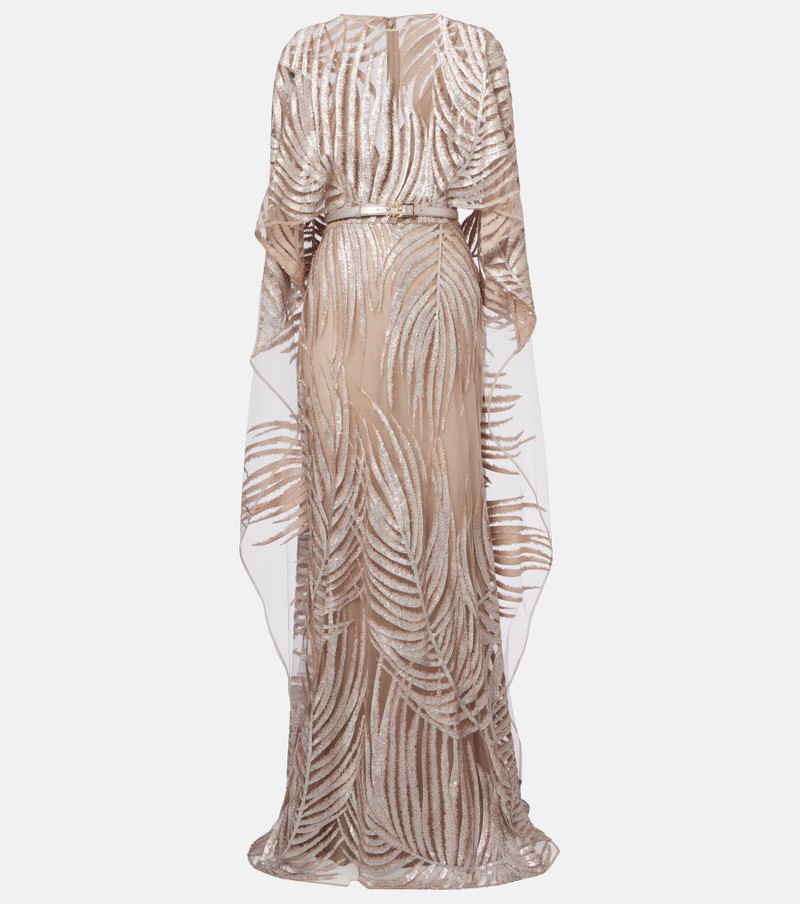 Embroidered sheer tulle gown 1