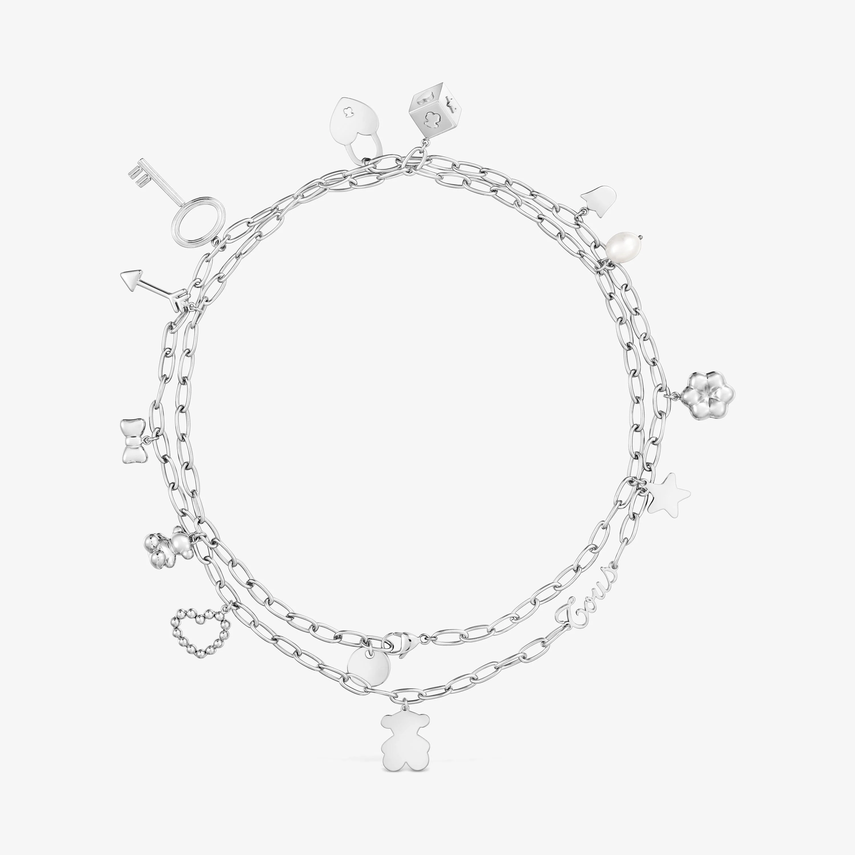 Long steel and cultured pearl Necklace with hanging charms TOUS Charming - 1