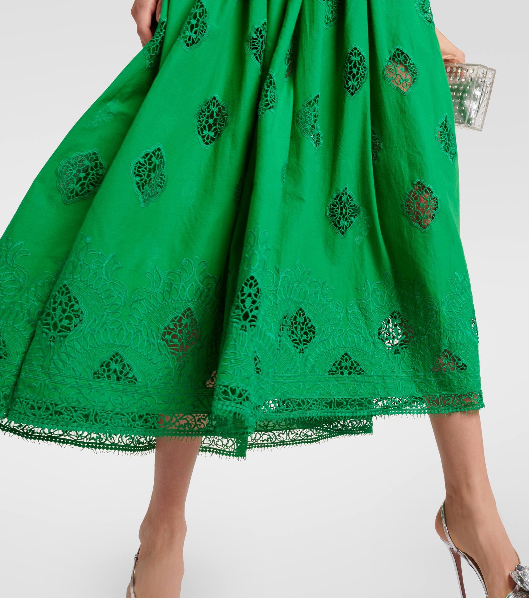 Embroidered cotton-blend midi dress - 5