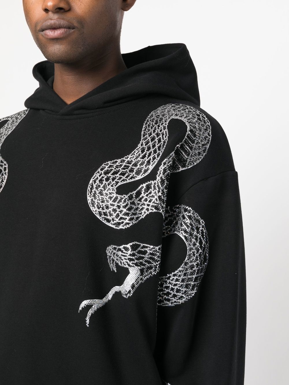 embellished snake-print detail hoodie - 5