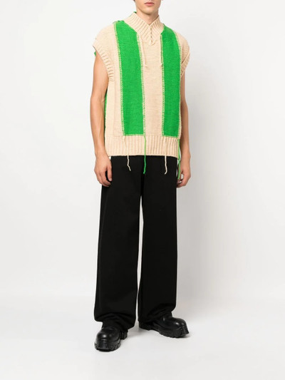 sacai panelled V-neck wool vest outlook