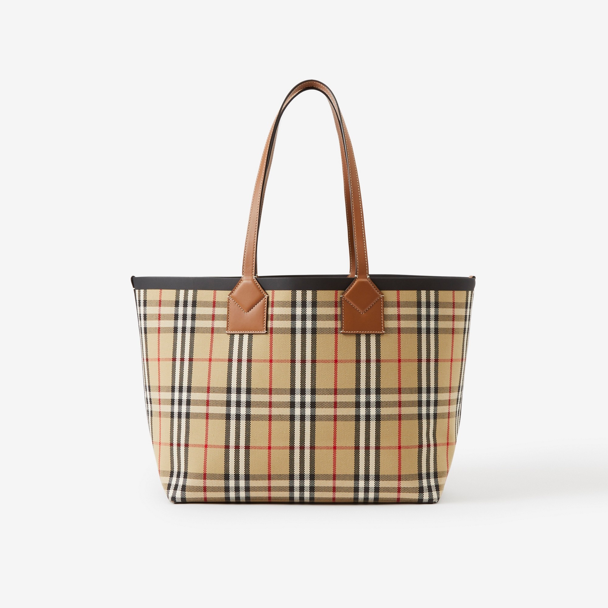 Check Cotton Medium London Tote Bag - 6