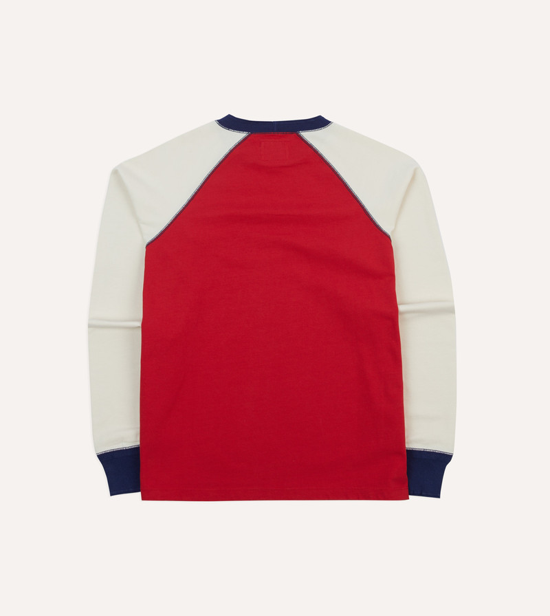 Red and Ecru Long Sleeve Raglan T-Shirt 5