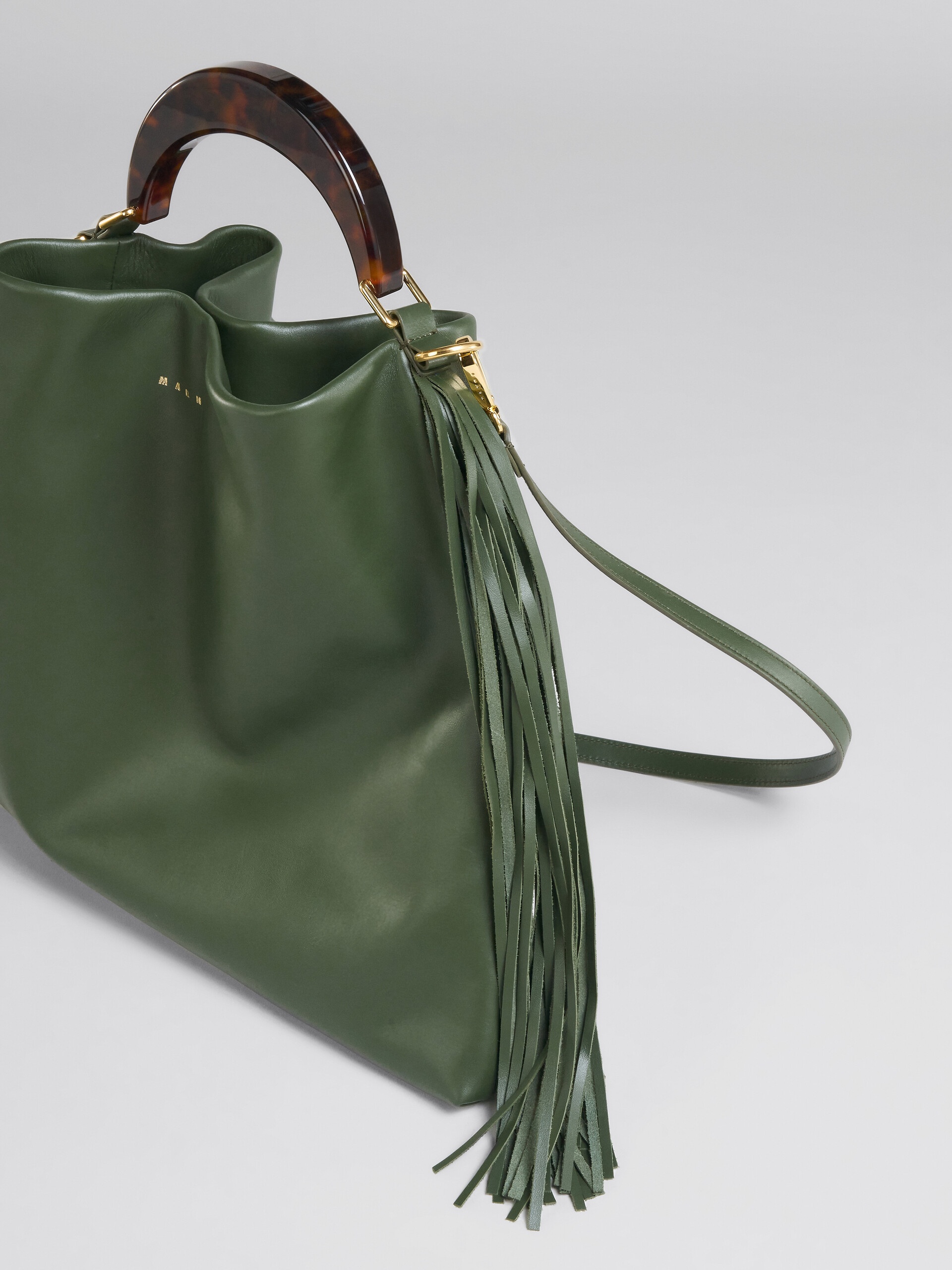 VENICE MEDIUM BAG IN GREEN LEATHER WITH FRINGES - 5