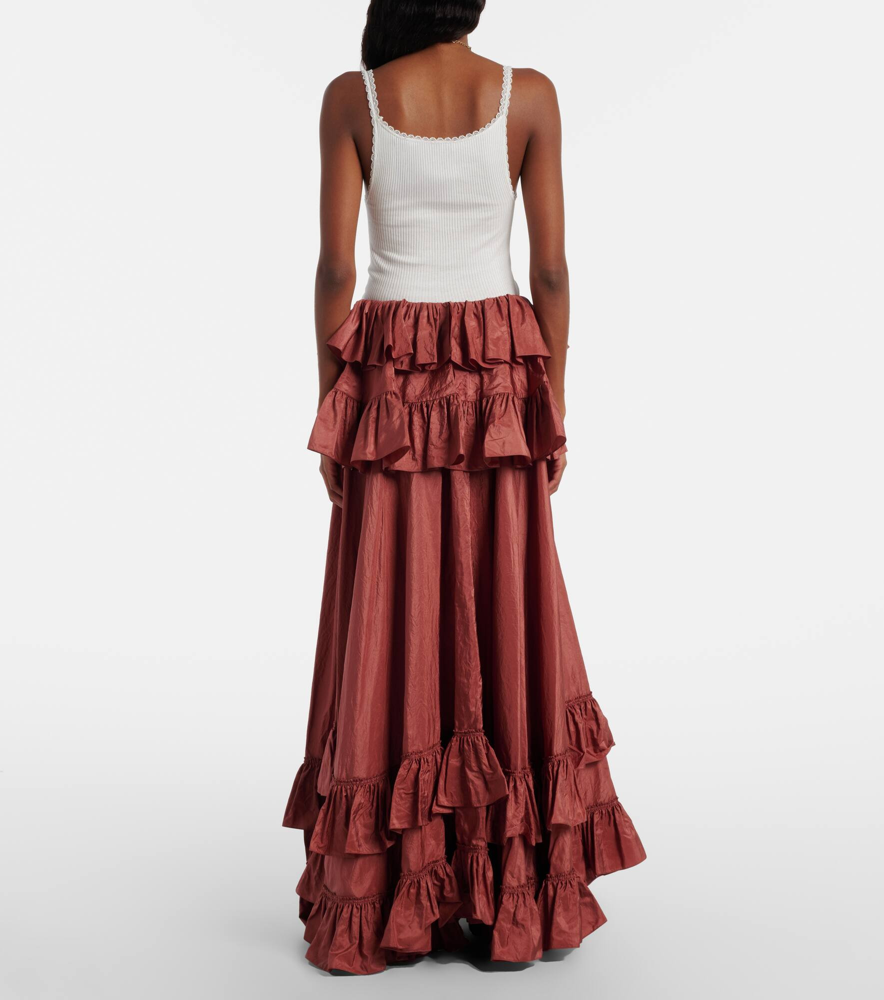 Tiered ruffled silk taffeta maxi skirt - 3