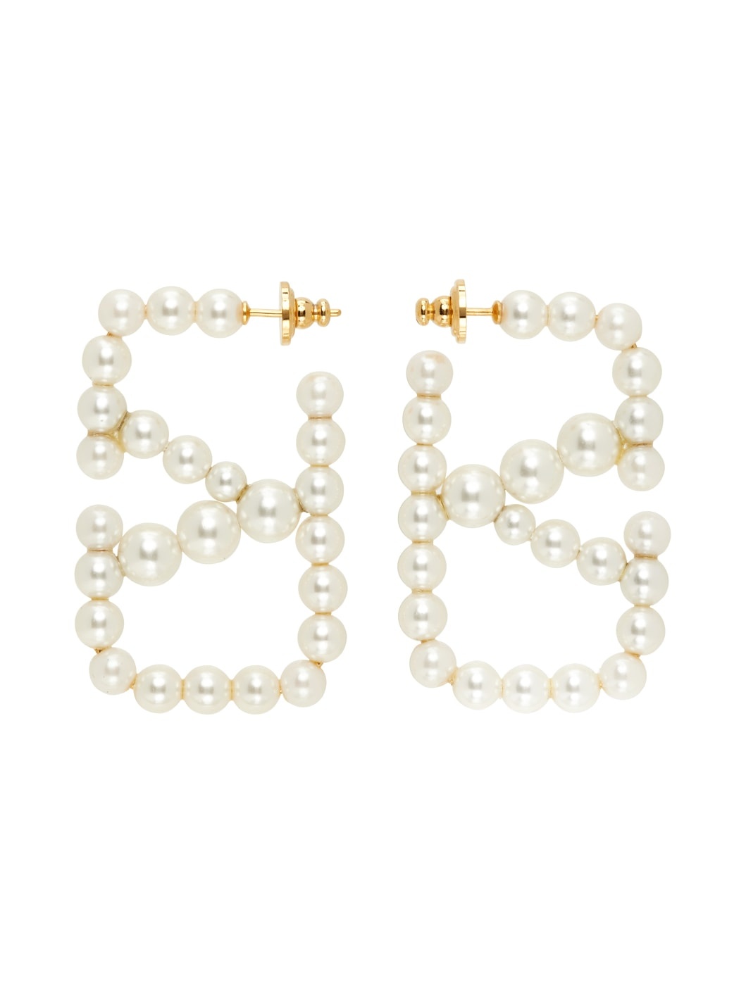 White VLogo Signature Pearl Earrings - 1