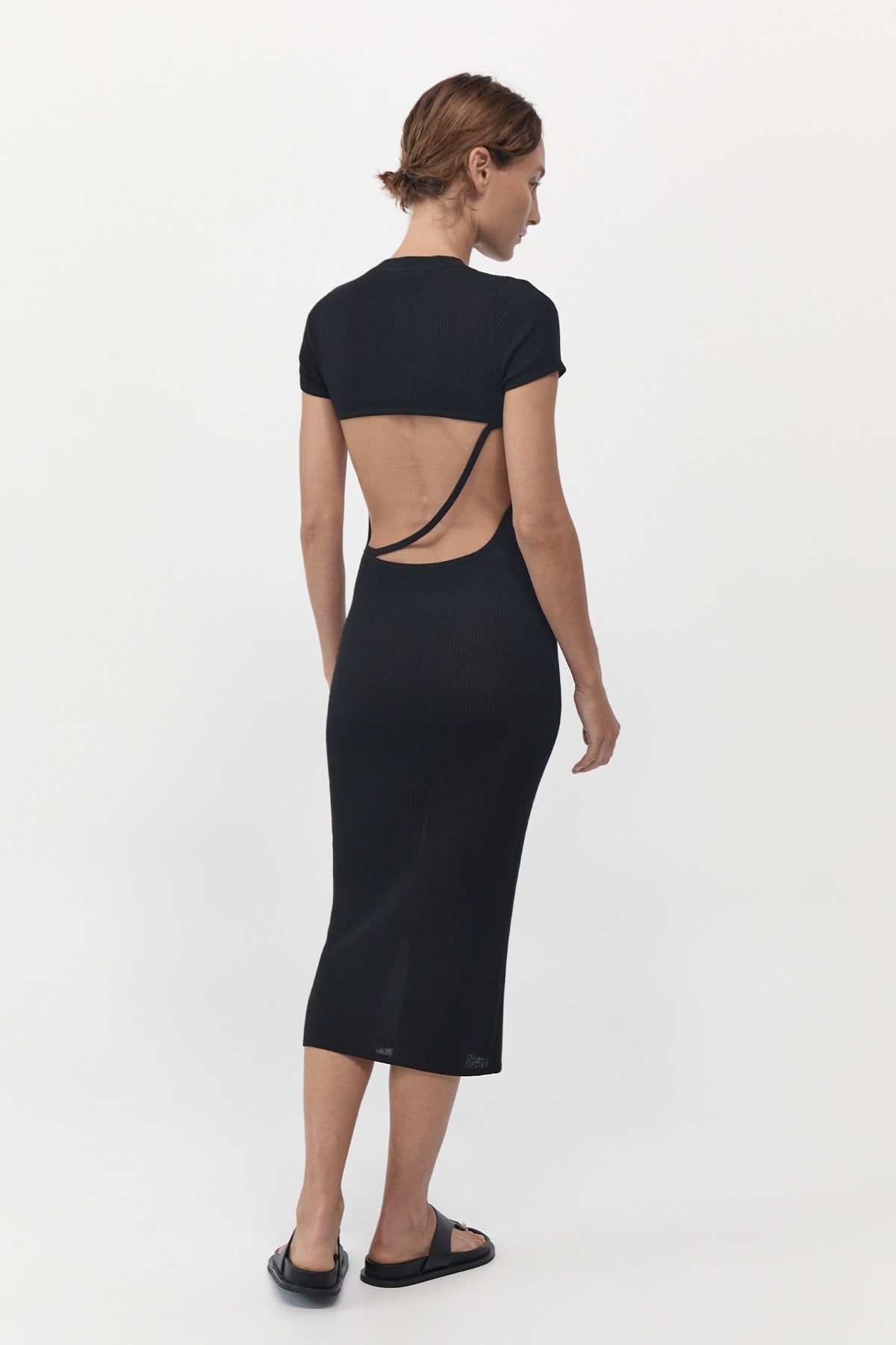 Cut Out Knit Dress - Black - 2