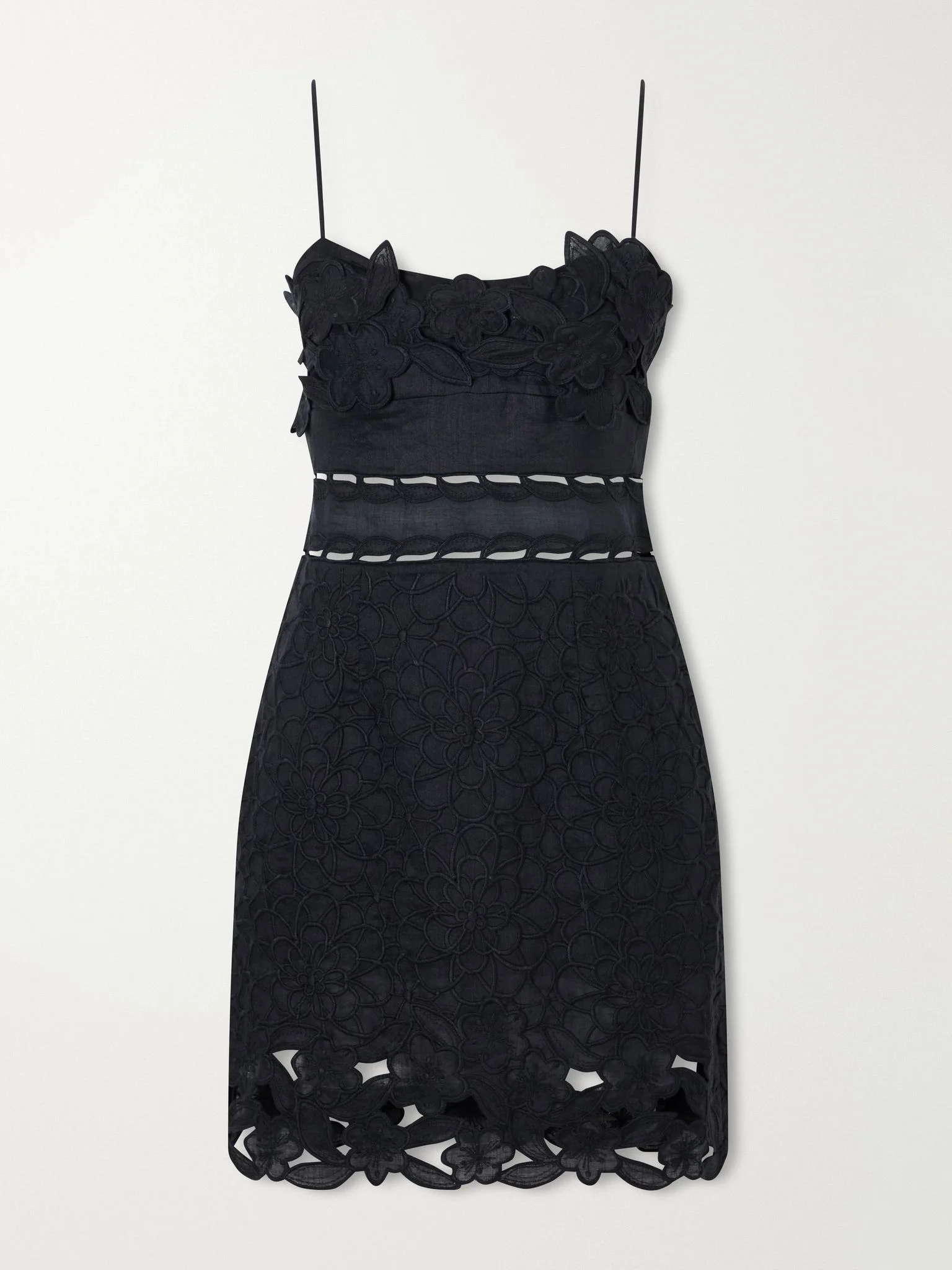 Reola embroidered ramie mini dress Black - 1